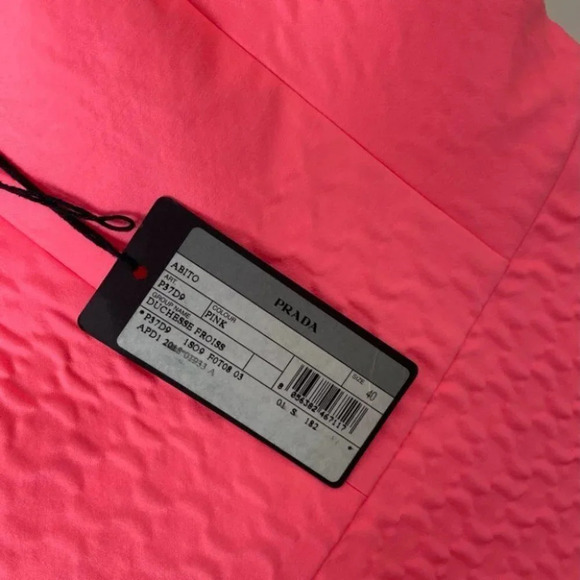 Prada Duchesse Froiss Textured Sleeveless Bright Pink Dress Sz 6 - Picture 10 of 16